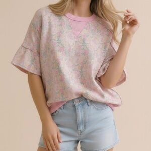 Oversized Flutter Sleeve Floral Too